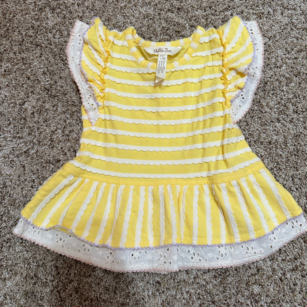 Matilda Jane Yellow and White Peplum Top